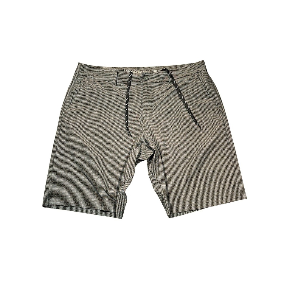 Hang Ten Hybrid Board Short 38x11 Men‎ Gray Pinstripe Flat Front Swim Surf 21"